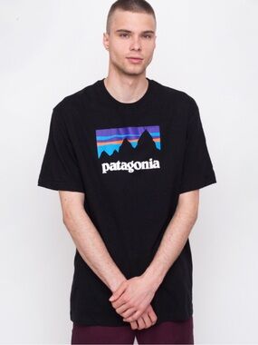 Patagonia P-6 Logo Responsibili-Tee Black Graphic T-Shirt Size Small GORPCORE